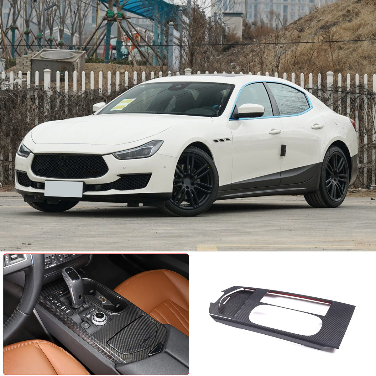 Center Control Gear Panel Trim Carbon Fiber Cover For Maserati Ghibli 2017-2023 7