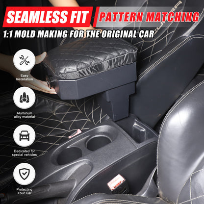 Aluminum Locking Center Armrest Vault Safe Storage Box For SEAT Leon 2008-2012 9