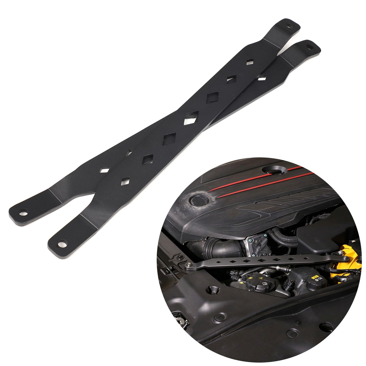 Black Aluminum Engine Bay Strut Tower Brace Trim For Toyota Supra A90 2019+ 12