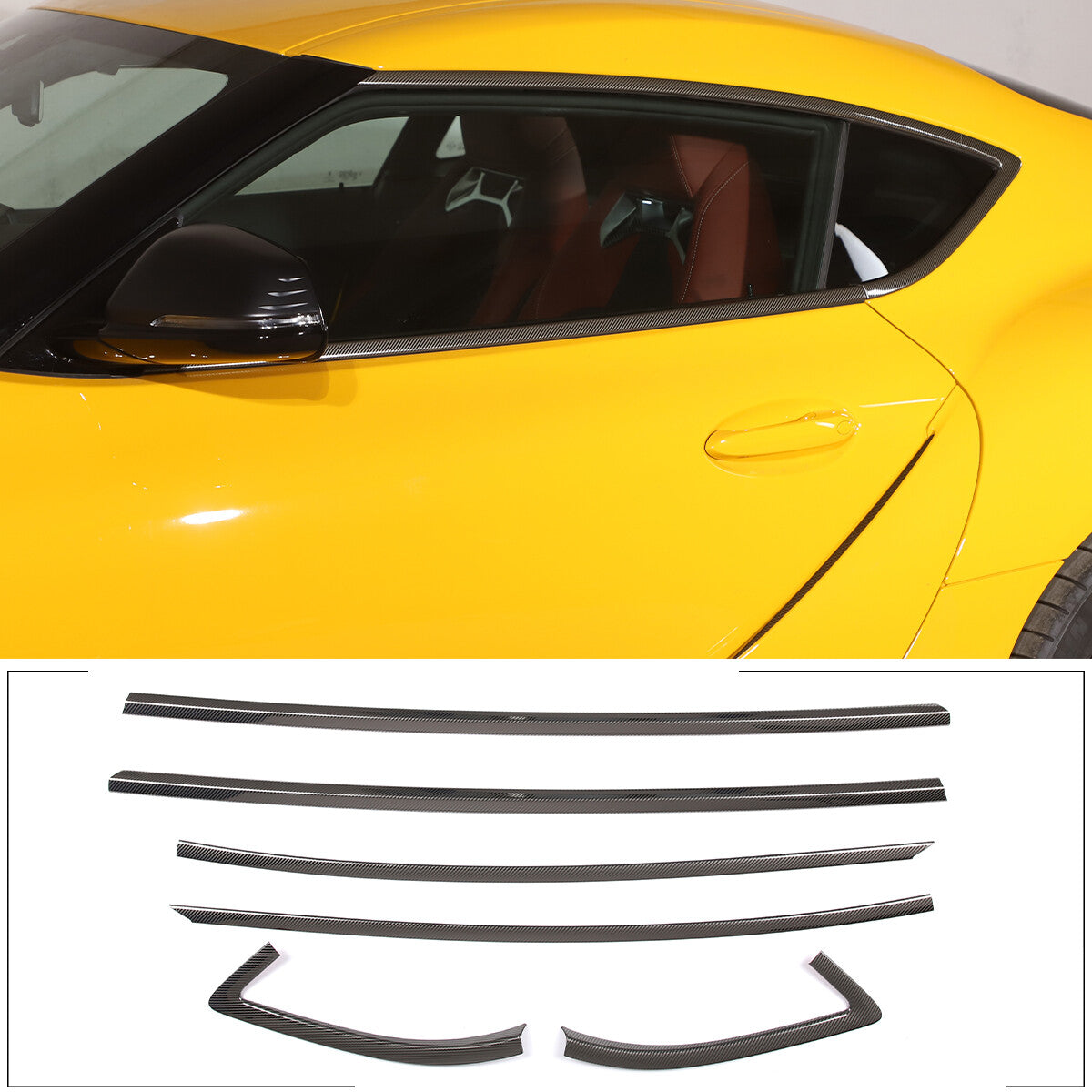 Carbon fiber Steel Car Window Strip Cover Trim For Toyota Supra A90 19-24 US 10