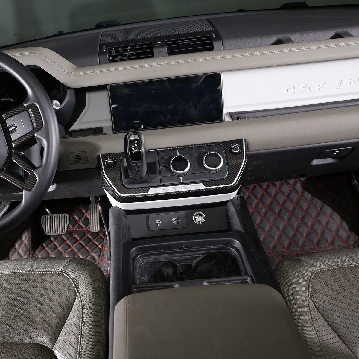 Oak Grain Center Console Gearbox AC Frame For Land Rover Defender 2020-2024 15