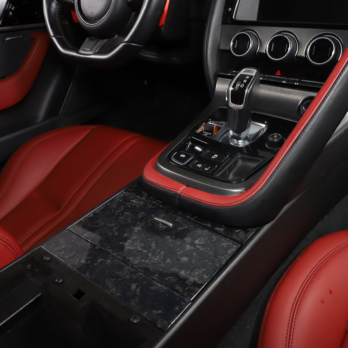 Forged Carbon Fiber Center Cup Holder Panel Trim For Jaguar F-TYPE 2013-2024 8