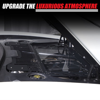 Black Aluminum Engine Hood Transparent Panel Cover Trim For Corvette C8 20+ 9
