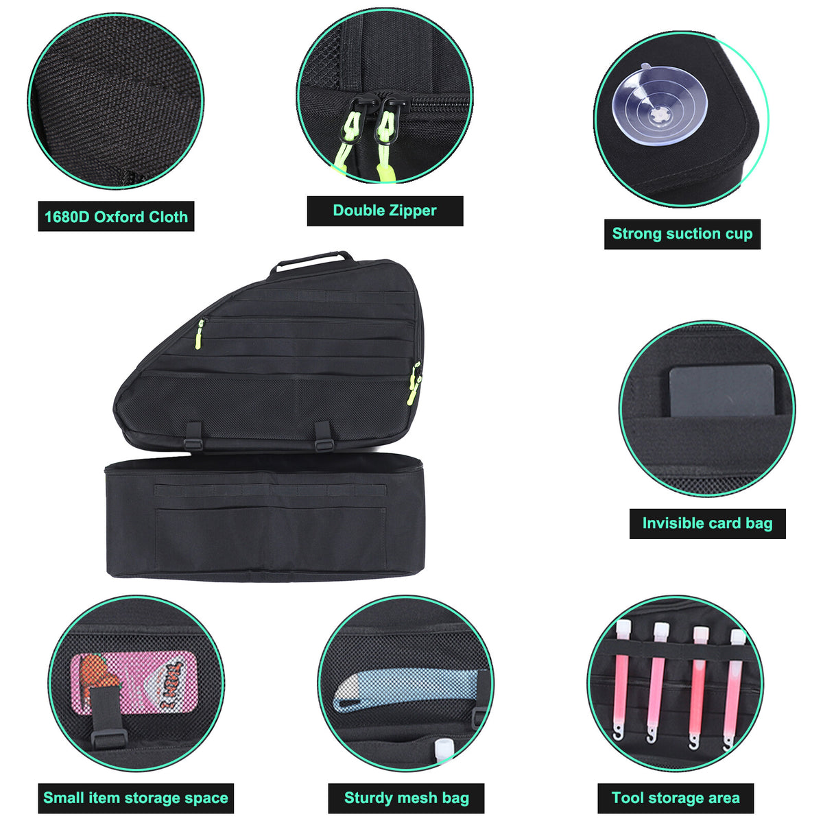 Black Rear Trunk Left Side Storage Bag Organizer For Honda Odyssey RB3 2014-24 8