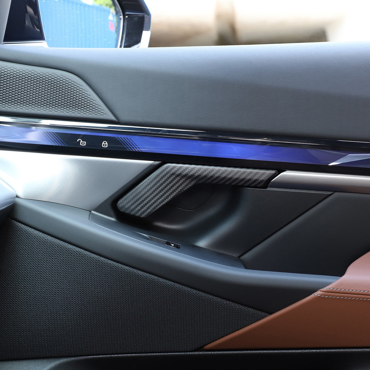 Matte Real Carbon Fiber Inner Door Handle Cover Trim For BMW 5 Series G60 2024+ 18