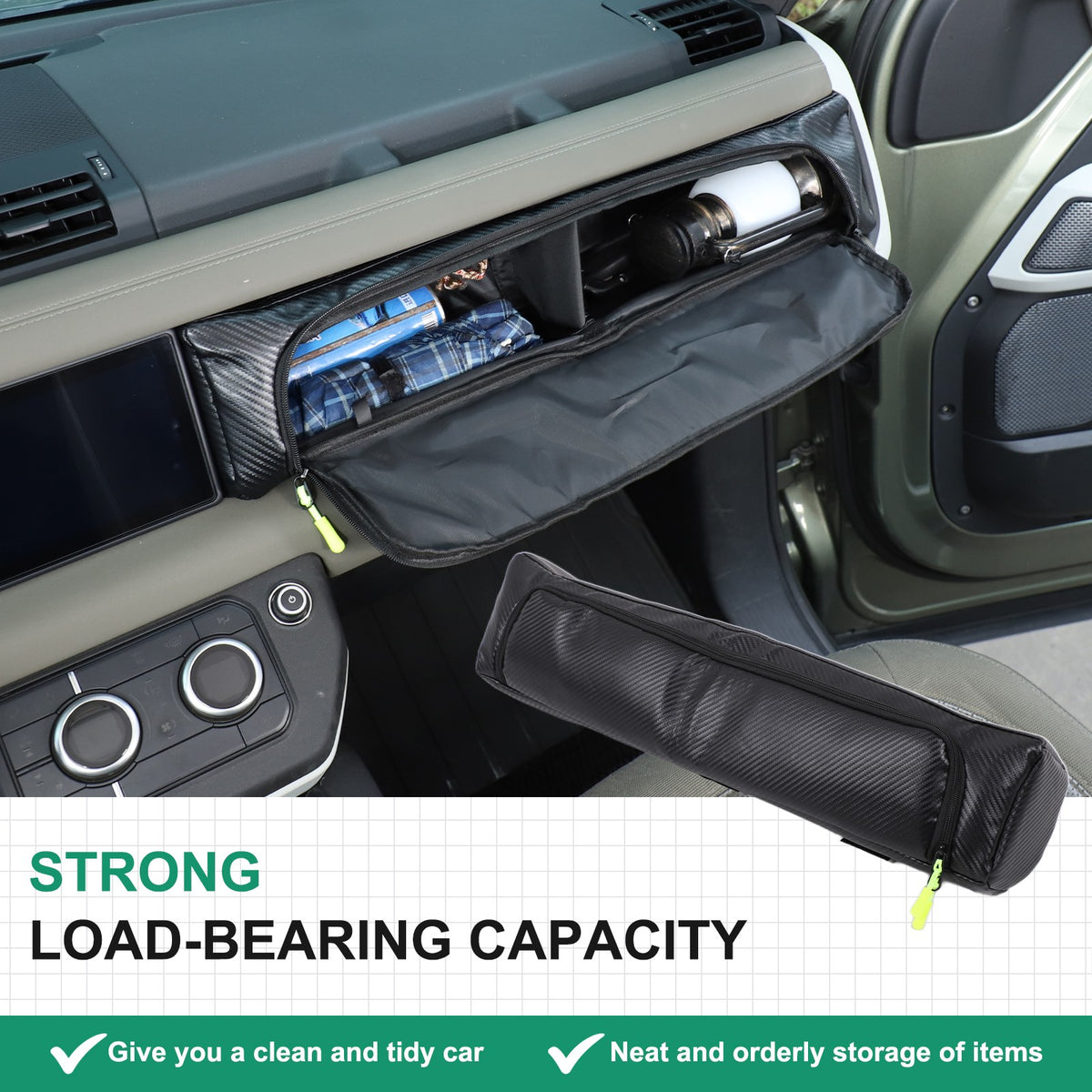 Carbon Fiber Texture Passenger Dashboard Storage Bag For LR Defender L663 2020+ 1