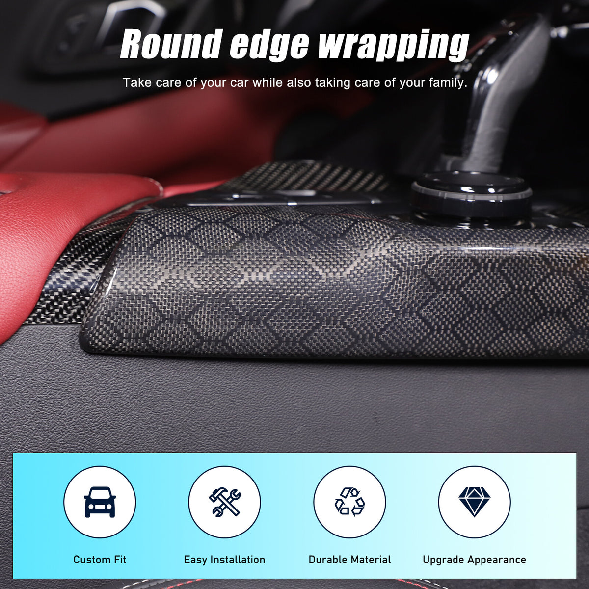 Real Carbon Fiber Console Gear Shift Frame Side Cover For Toyota Supra A90 19-25 16