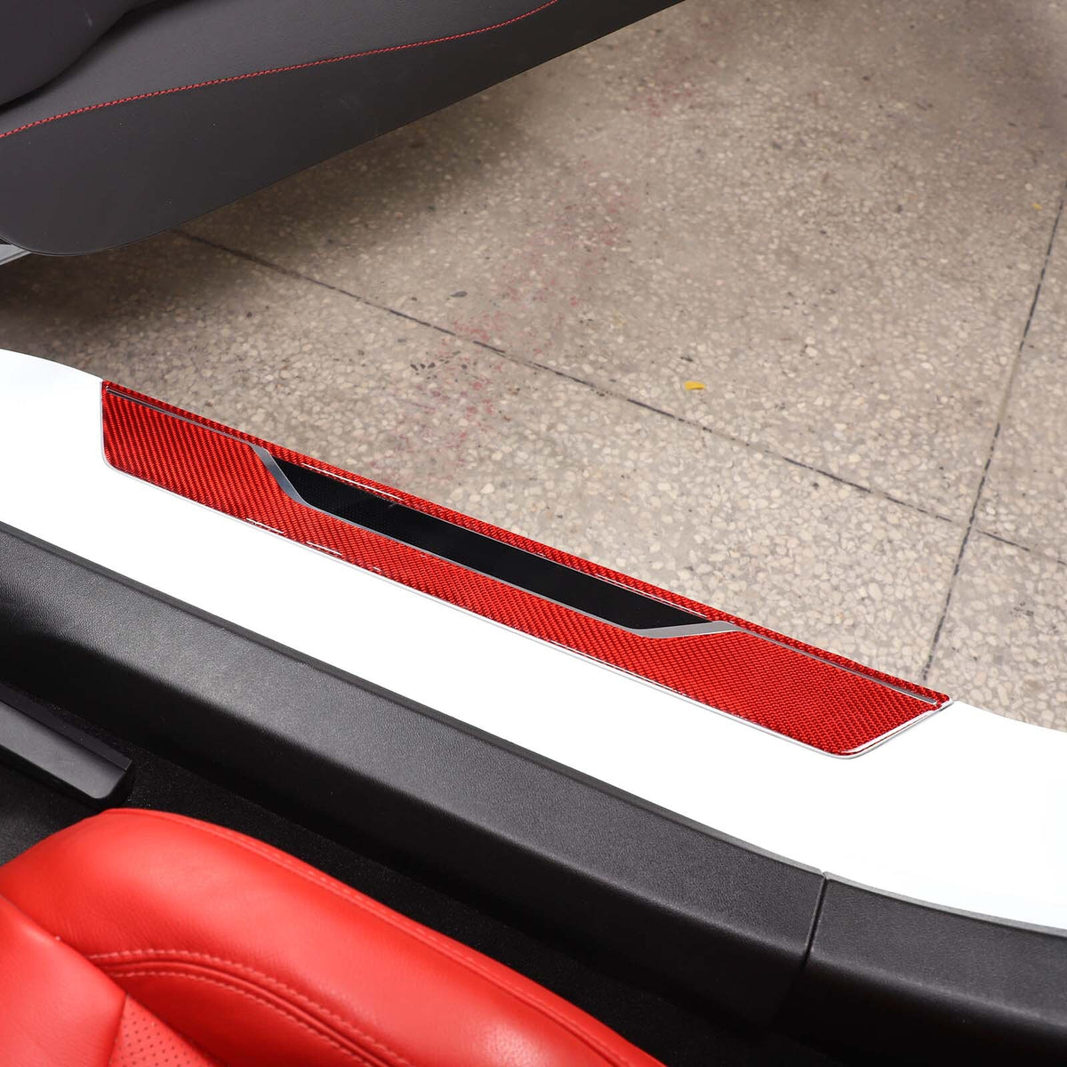 Red Soft Carbon Fiber Interior Decor Trim Kit Cover Set For Corvette C8 20-25 235