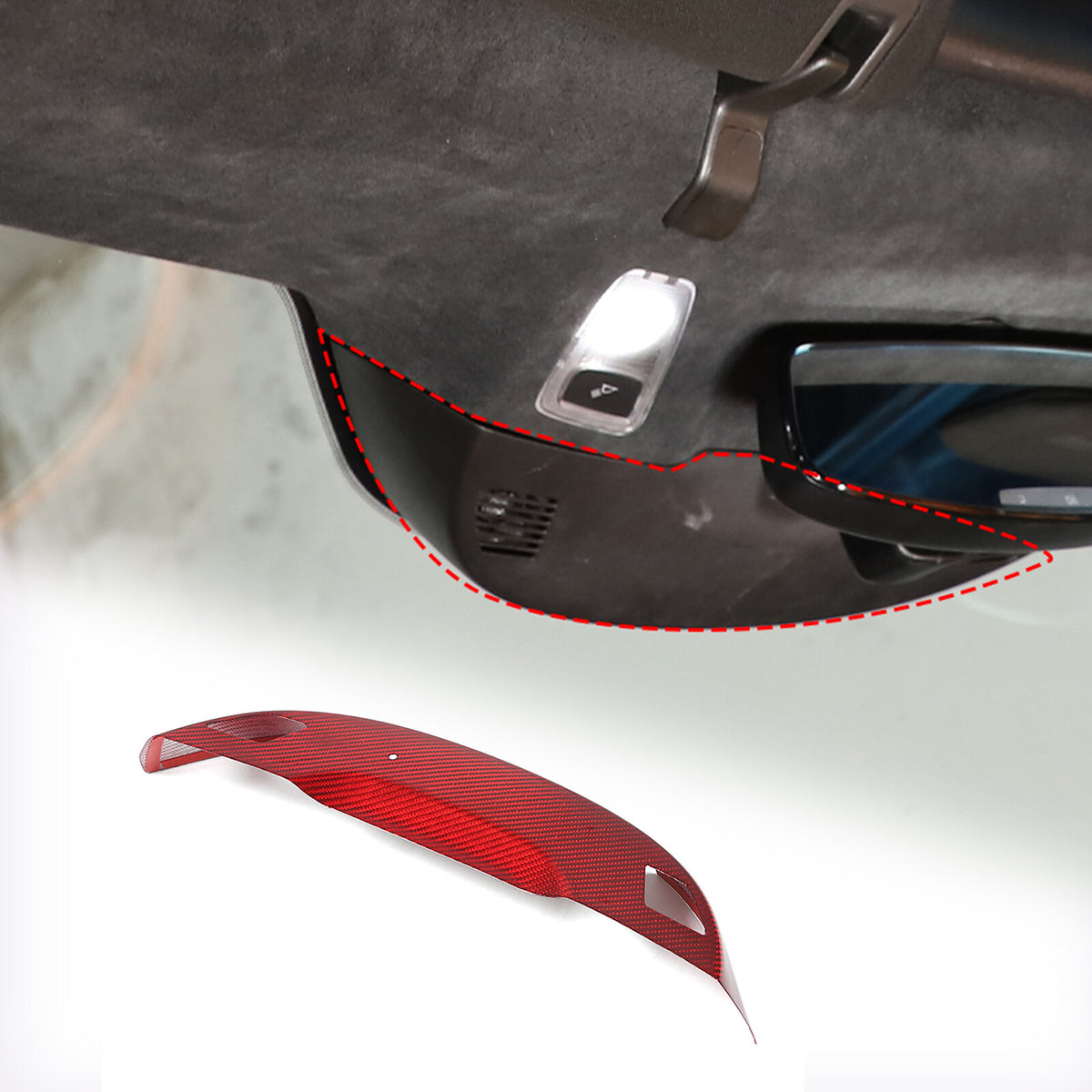 Real Carbon Fiber Inner Rearview Mirror Base Cover Trim For Corvette C7 2014-19 1