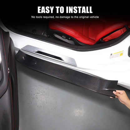 Real Carbon Fiber Full Wrapped Exterior Door Sill Plate Trim For Corvette C8 US 9