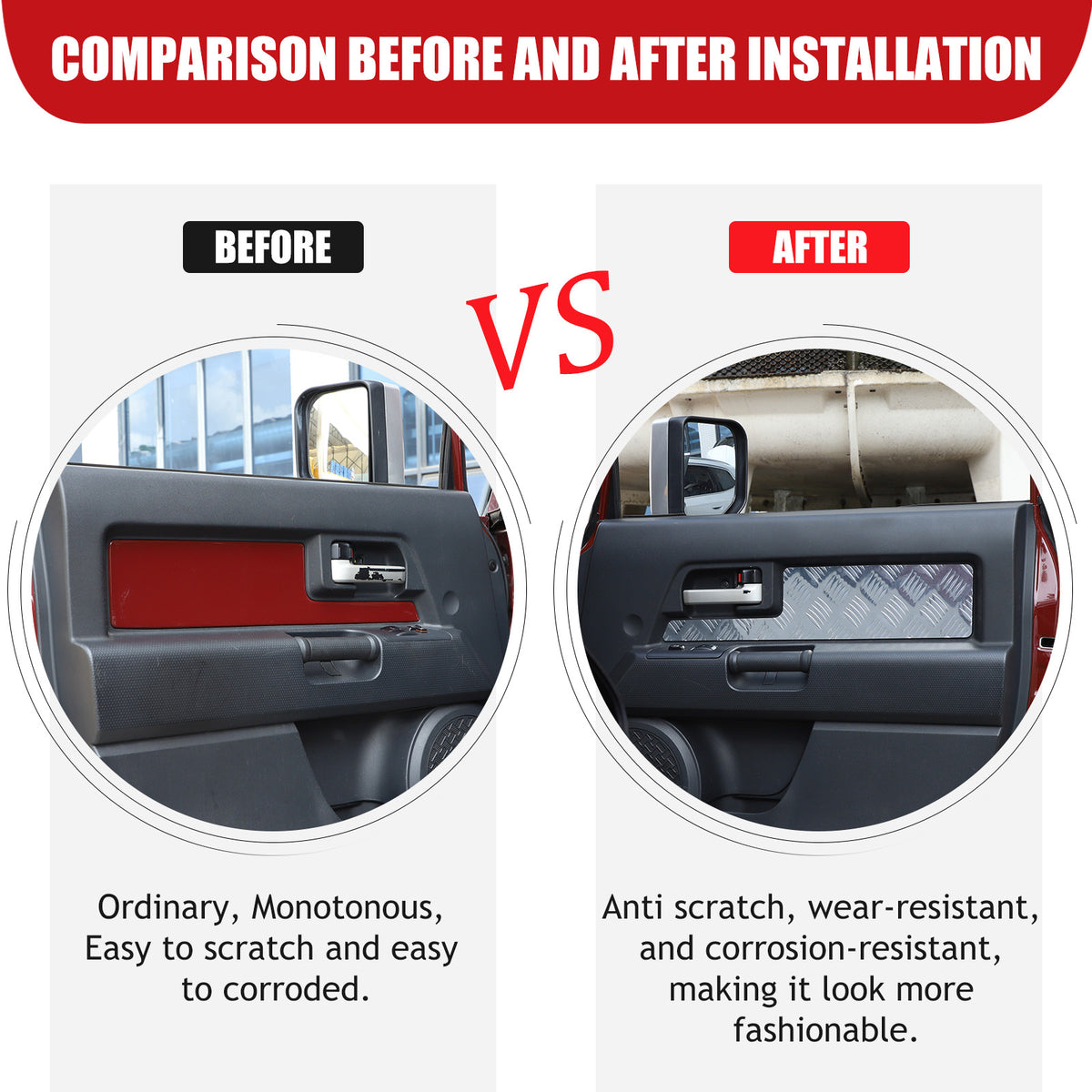 Silver Alloy Interior Car Door Panel Cover Trim For 2007-22 Toyota FJ Cruiser 16