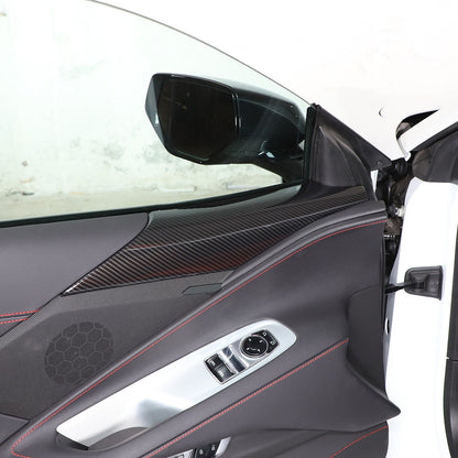Carbon Fiber Style Interior Door Panel Trim Cover Fit For Corvette C8 2020-26 7