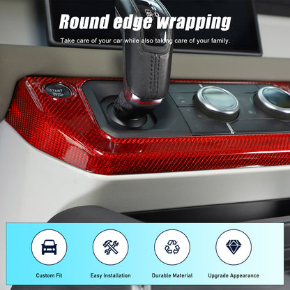 Red Real Carbon Fiber Air Conditioning Switch Panel Trim for LR Defender 2020-24 5