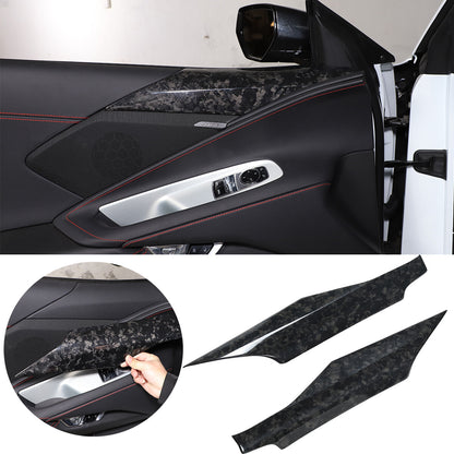 Forged Carbon Fiber Window Glass Door Upper Panel Trim For Corvette C8 2020+ US 2
