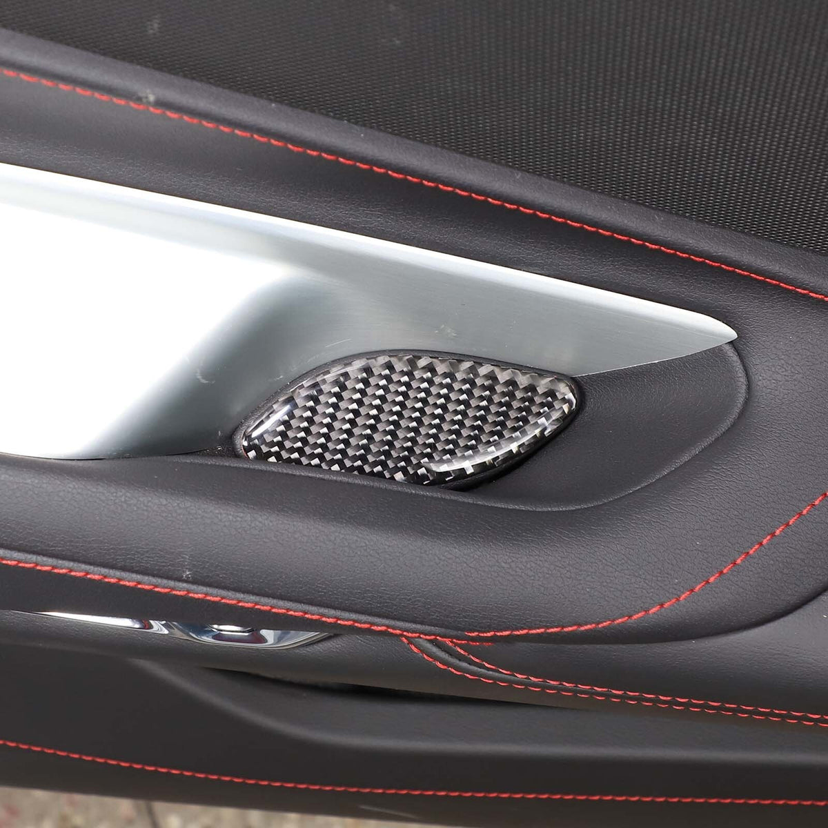 Carbon fiber Window Lift & Door Handle Storage Mat Sticker for Corvette C8 20-26 7