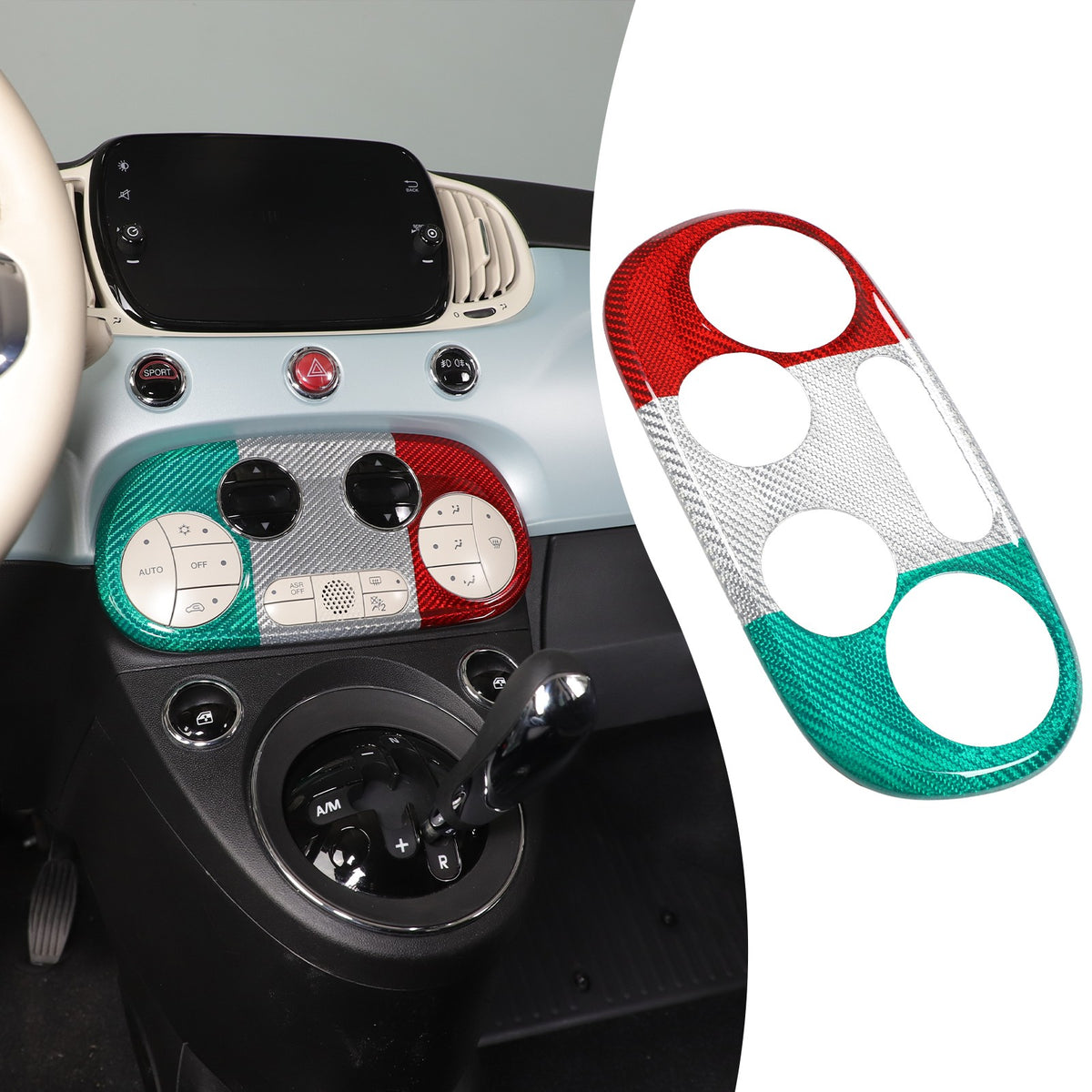 Tri-Color AC Control Switch Bezel Trim For Fiat 500 312 2016+ 12