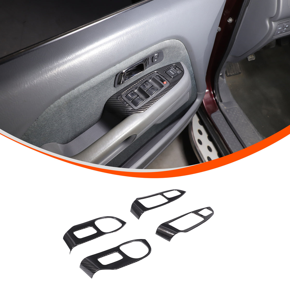 ABS Carbon Fiber Window Lift Switch Button Trim Frame For Honda Pilot 2003-2008 7