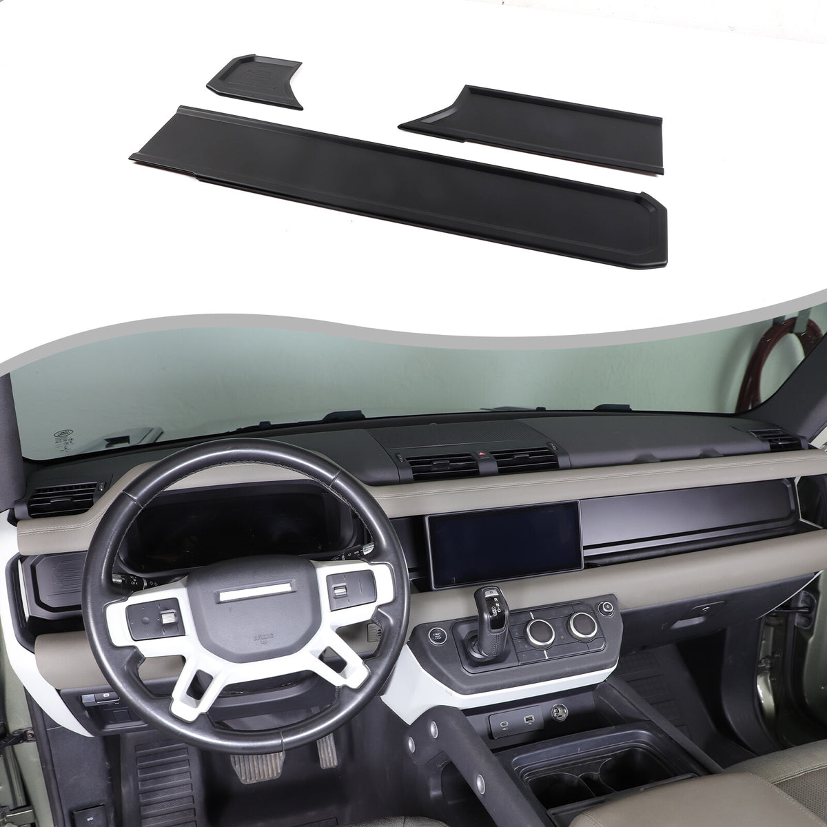 Matte Real Carbon fiber Dashboard wordmark Trim Cover For LR Defender 20-23 US 1
