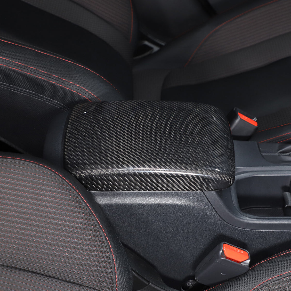 Real Carbon Fiber Center Armrest Storage Box Cover Trim For Subaru WRX VB 22-24 6