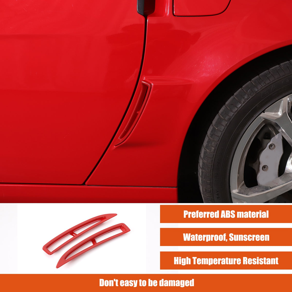 Red ABS Carbon Fiber Rear Fender Vent Trim Frame For Corvette C6 2005-2013 13