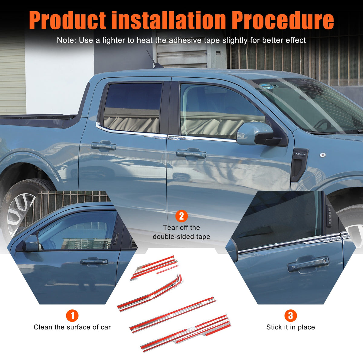 Silver ABS Lower Window Molding Trim For Ford Maverick 2022+ US 13