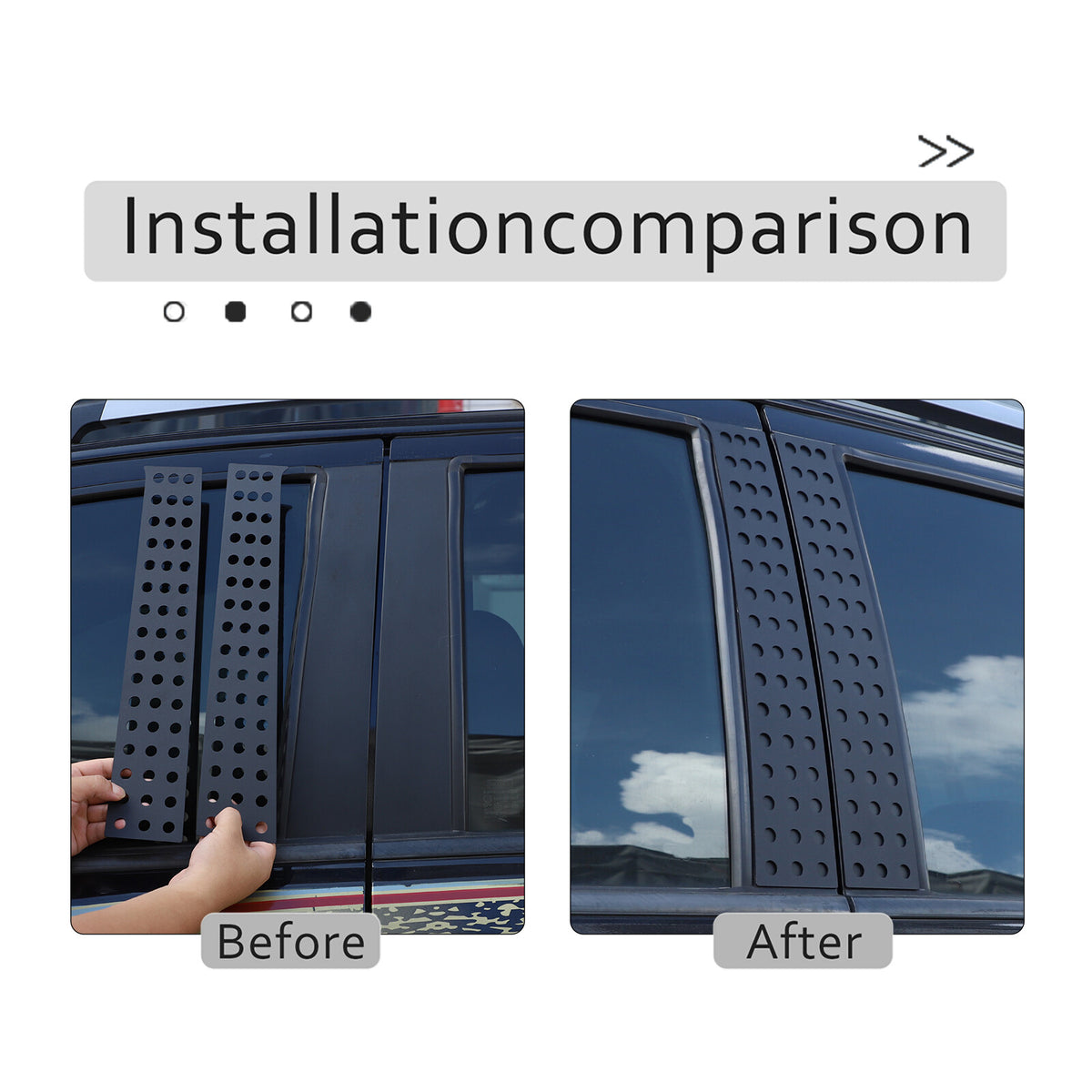 Black Aluminum Alloy Window Center Pillar Trim Panel For Ford Ranger 2015-21 12