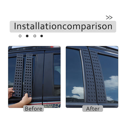 Black Aluminum Alloy Window Center Pillar Trim Panel For Ford Ranger 2015-21 12