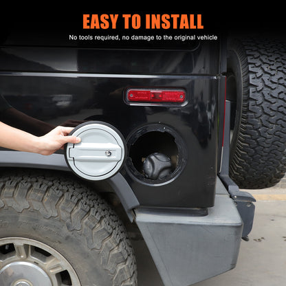 Silver Alloy Fuel Tank Cap Anti-theft Lock Cover Trim For Hummer H2 2003-2009 14