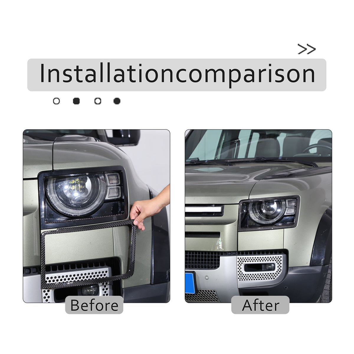 Carbon fiber Front headlight lamp cover Trim For Land Rover Defender 90 110 20+ 19