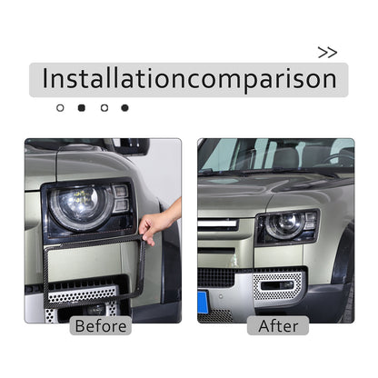 Carbon fiber Front headlight lamp cover Trim For Land Rover Defender 90 110 20+ 19