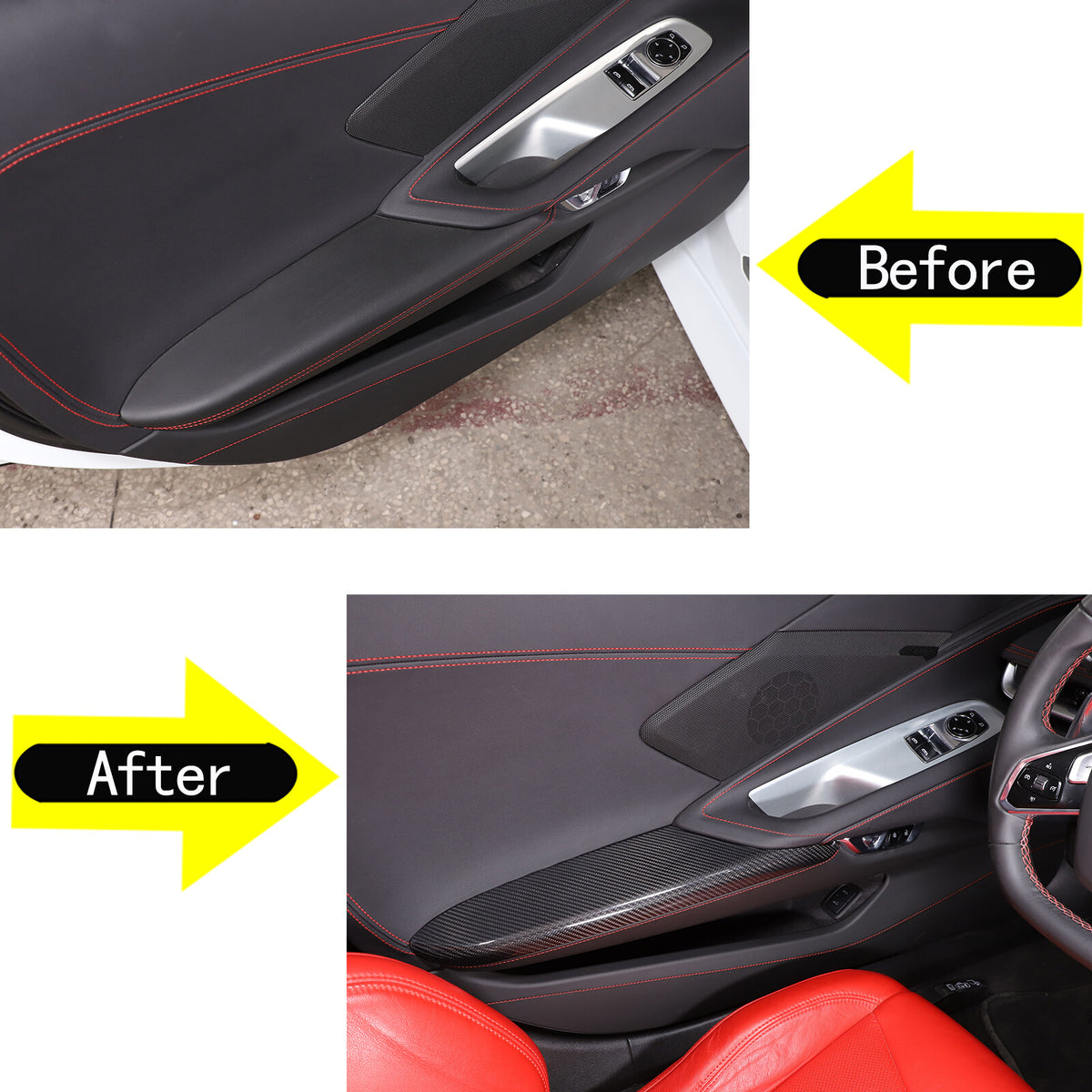 Real Carbon Fiber Car Door Armrest Cover Trim For Corvette C8 Z51 Z06 20-23 US 18