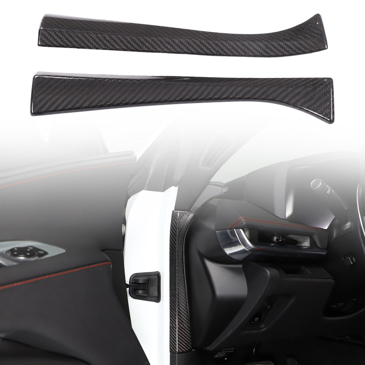 Real Carbon Fiber Inner Interior Door Pillar Trim For Corvette C8 2020+ 17