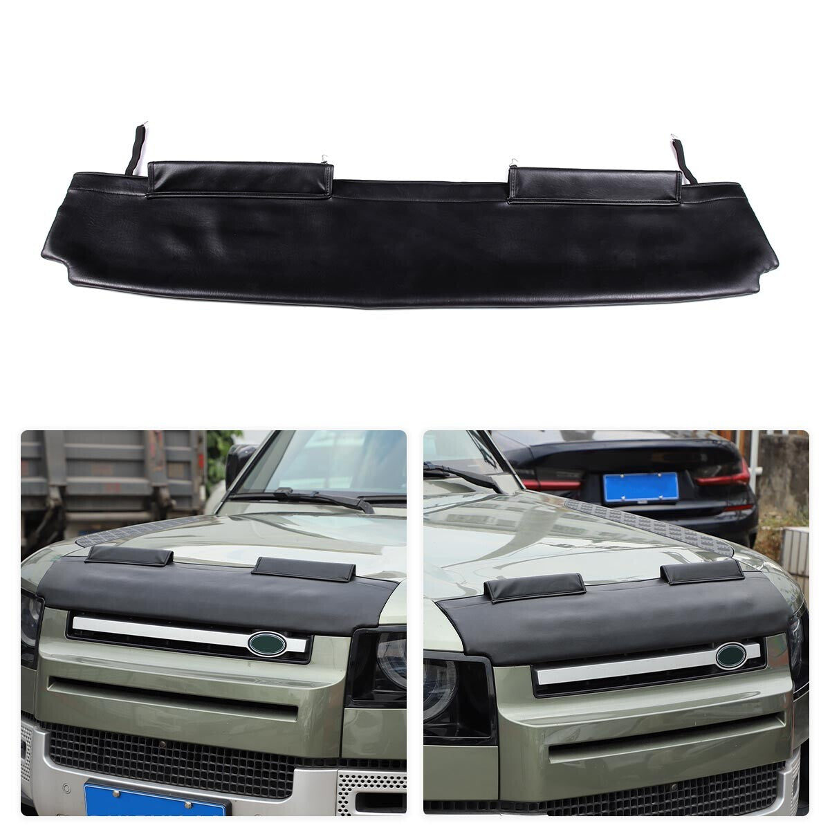 Black Car Bonnet Hood Bra Protector Mask Cover For Land Rover Defender 2020-2023 3
