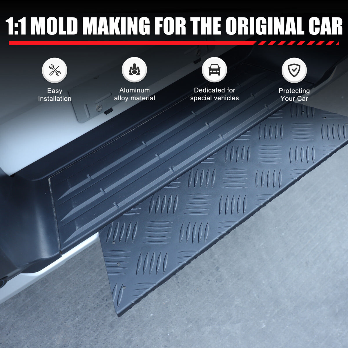 Black Alloy Rear Bumper Footrest Guard Plate For Mitsubishi L200 Triton 2019+ 4