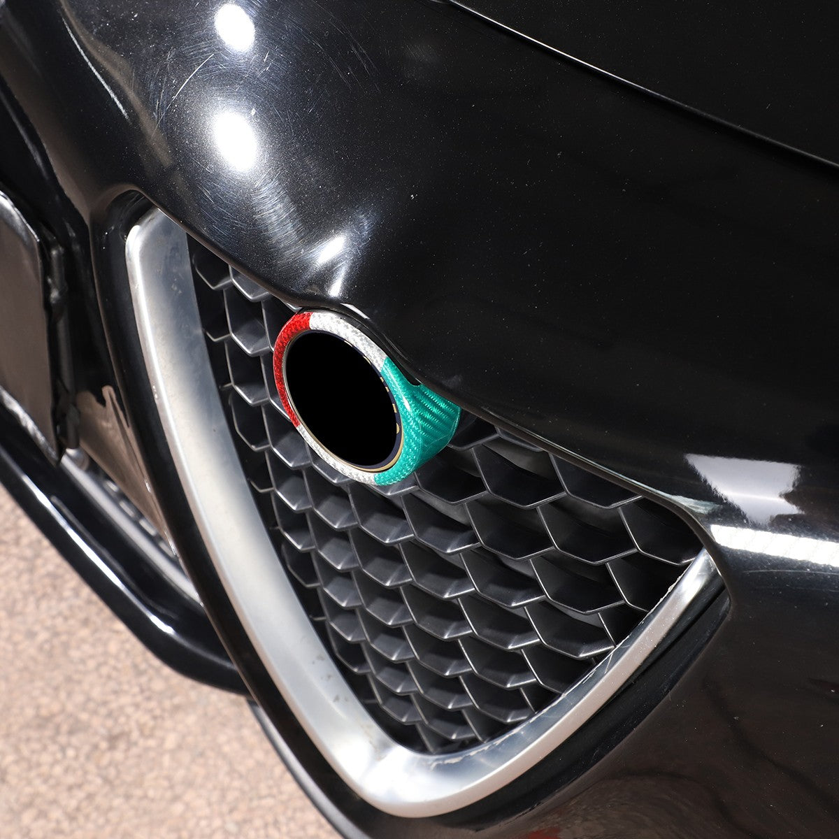 Tricolor Real Carbon Fiber Grille V-Shaped Trim For Alfa Romeo Giulia 2017+ US 14