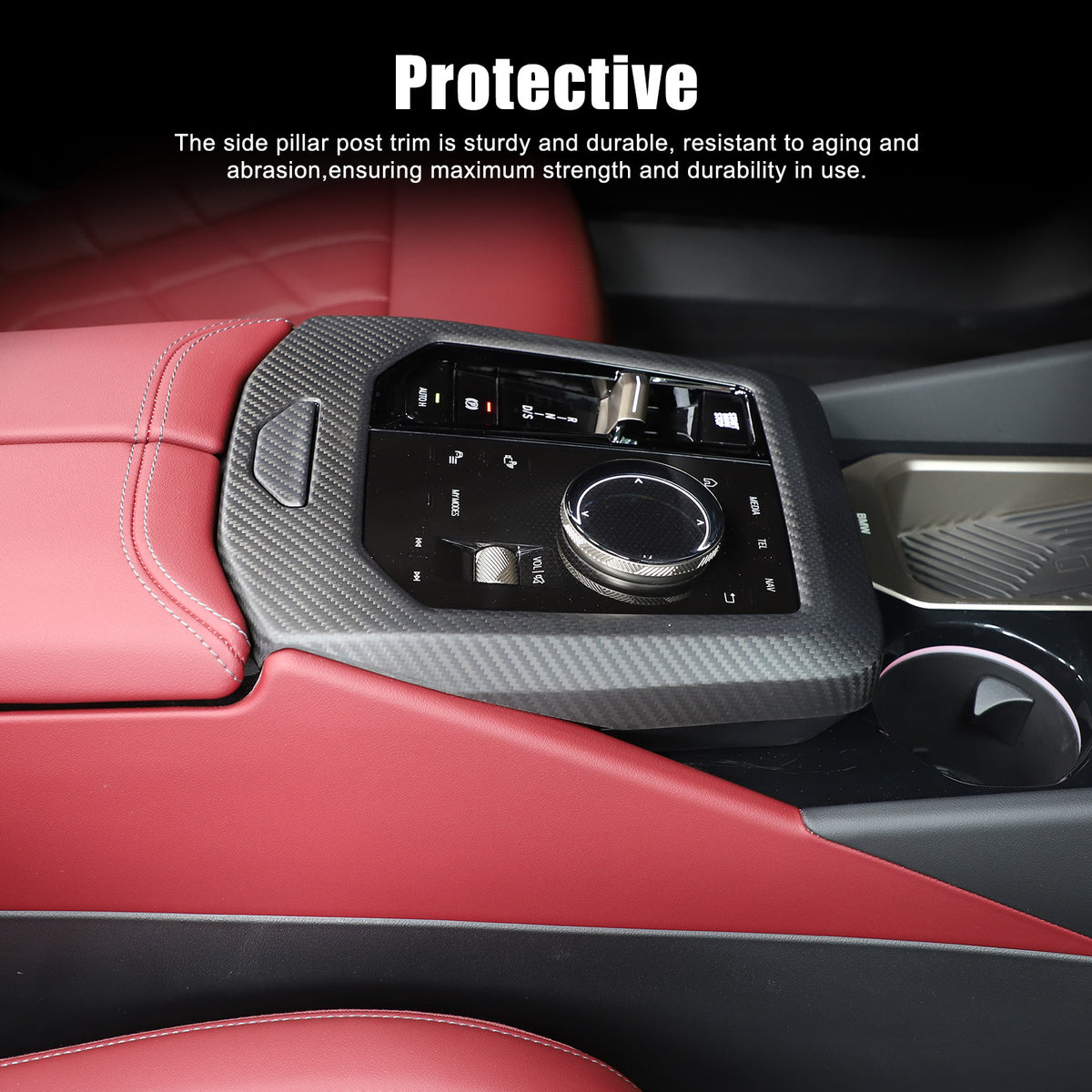 Matte Carbon Fiber Console Gear Panel Trim Cover For BMW 5 Series G60 i5 2024+ 19