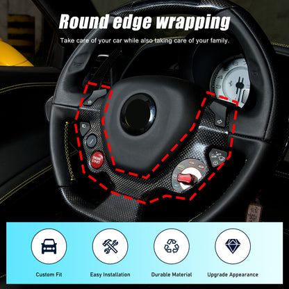 Real Carbon Fiber Steering Wheel Button Frame Trim For Ferrari 458 2011-16 8
