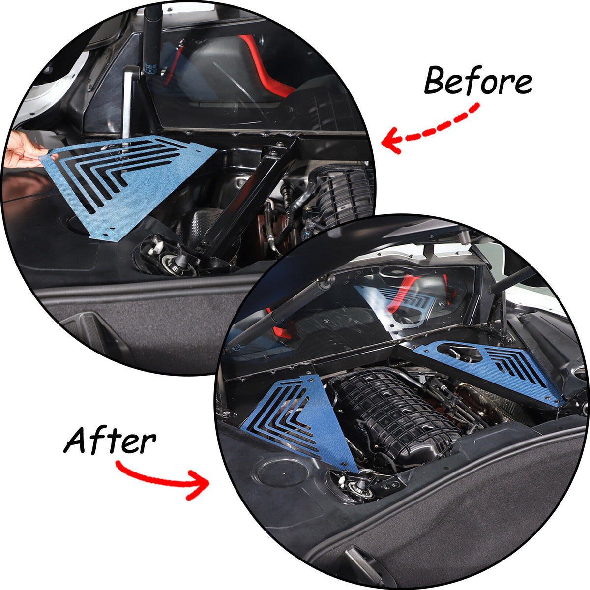 Blue Real Carbon fiber Engine Bay Side Panel Cover Overlay For Corvette C8 Coupe 11