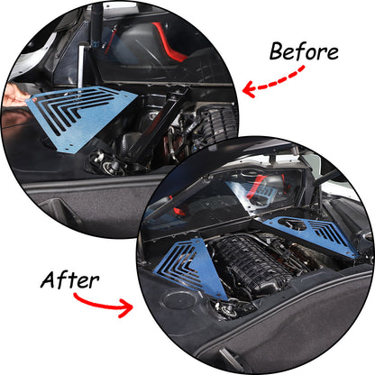 Blue Real Carbon fiber Engine Bay Side Panel Cover Overlay For Corvette C8 Coupe 11