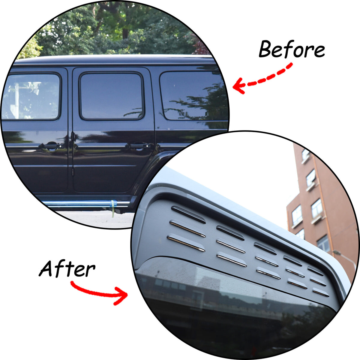 Black Aluminium Alloy Rear Door Window Air Vents Screens For Benz G-class 19-23 14