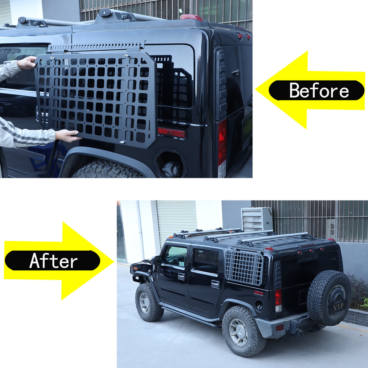 Alloy Rear Roof Climbing Ladder Rack Window Molle Panel For Hummer H2 2003-09 46