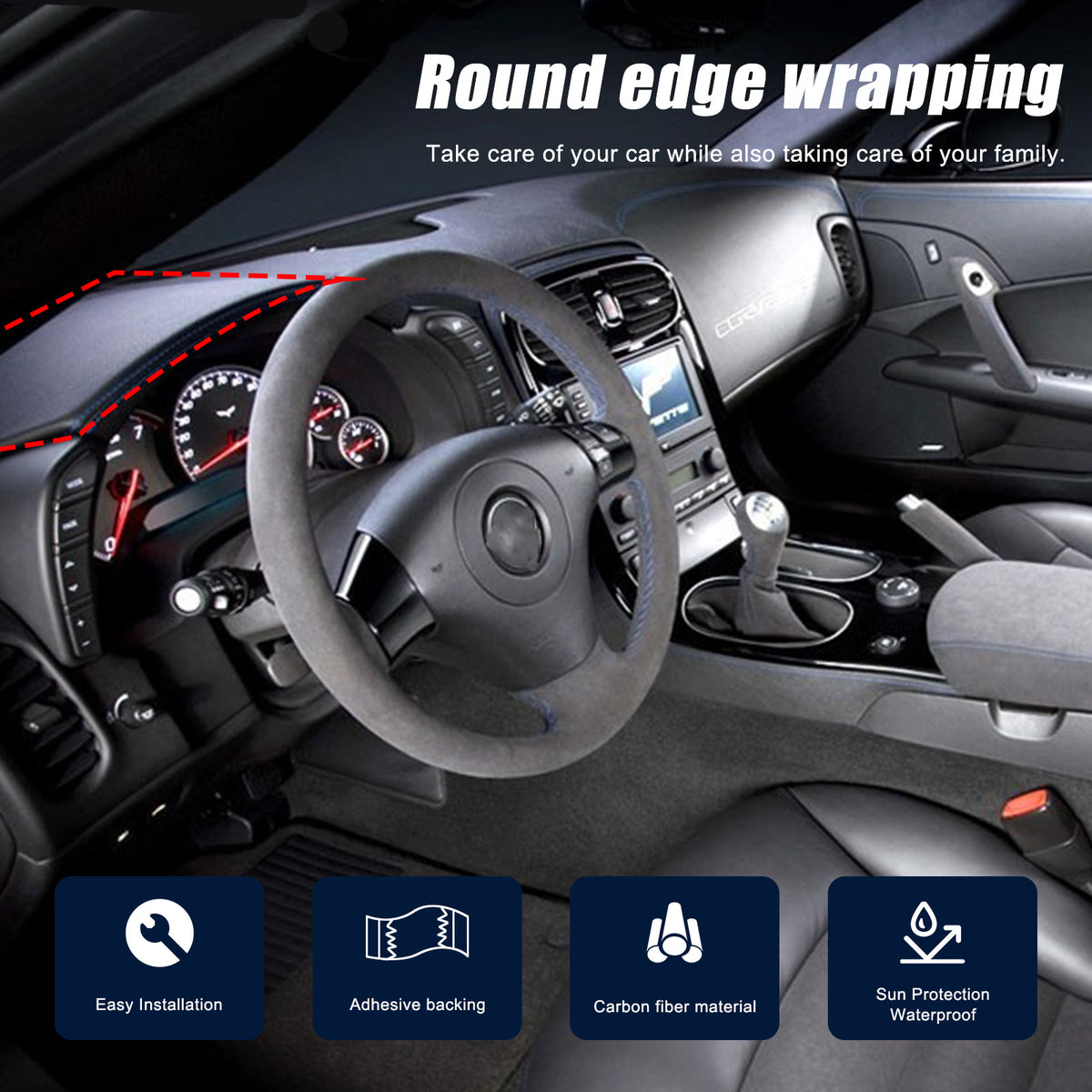 Real Carbon fiber Dashboard Instrument Upper Cover Trim For Corvette C6 2005-13 14