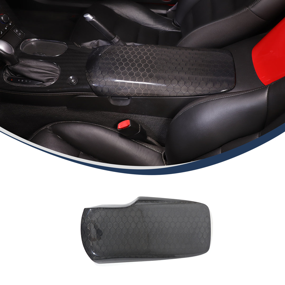 Honeycomb Carbon Fiber Center Console Armrest Box Cover For Corvette C6 2005-13 7