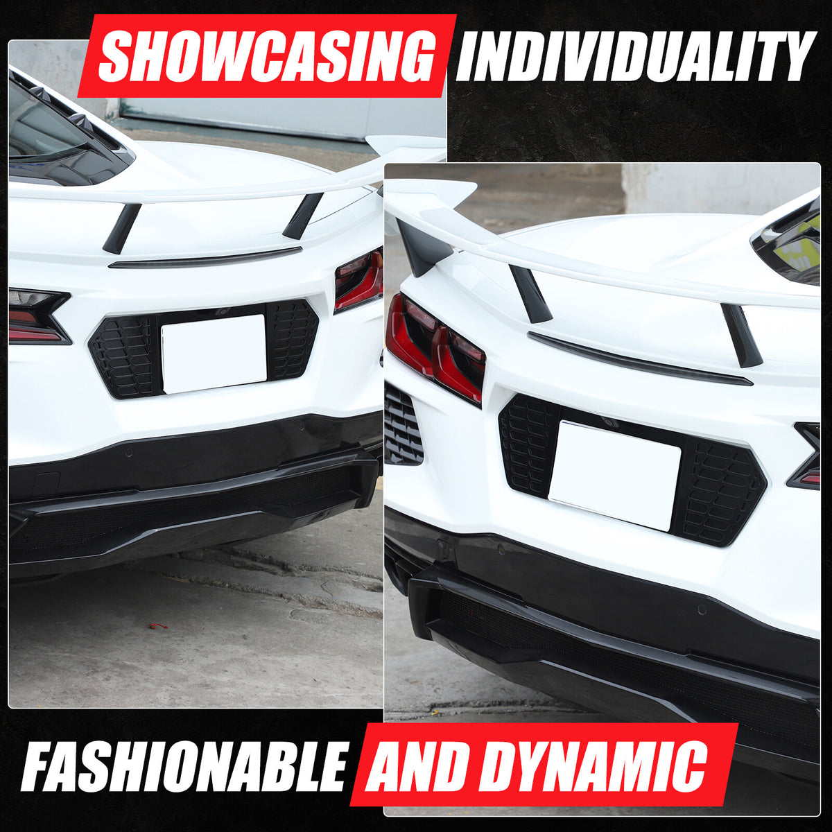 Glossy Black Alloy Rear License Plate Filler Panel Trim for Corvette C8 2020+ 10