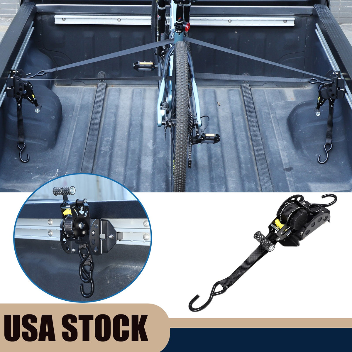 Carbon Steel Truck Bed Tie Down Ratchet Strap For Nissan Frontier 2009-2017 US 1