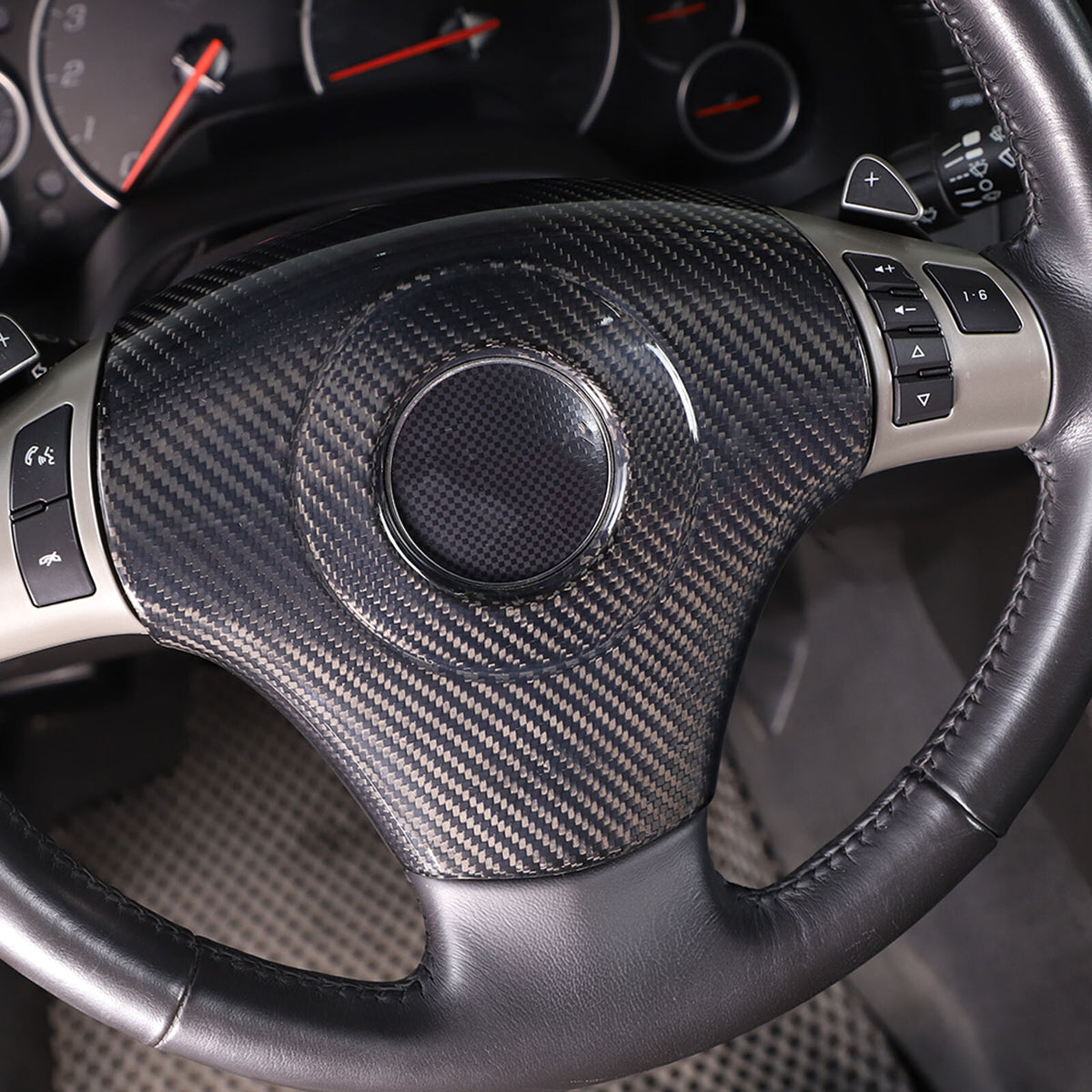 Real Dry Carbon Fiber Steering Wheel Decorative Cover Trim For Corvette C6 05-13 11