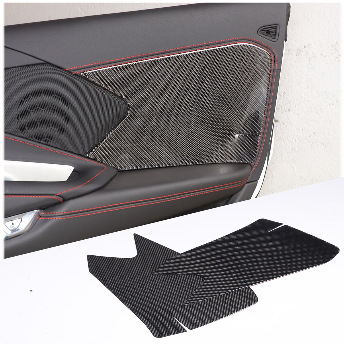 Carbon fiber Interior Door Large Panel Sticker Trim For Corvette C8 2020-2026 US 4