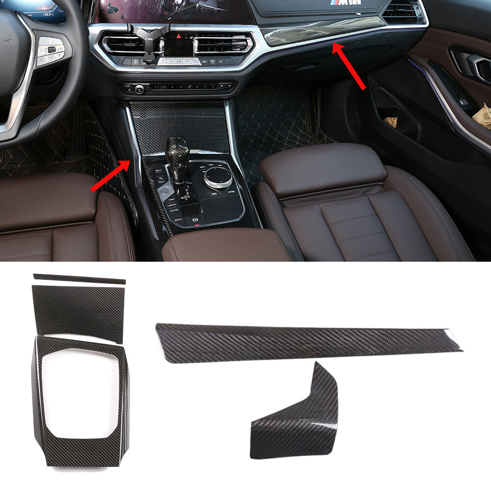 Carbon Console Dash Cover Interior Trim For BMW G20 G22 320i M340i M440i 2020-22 1