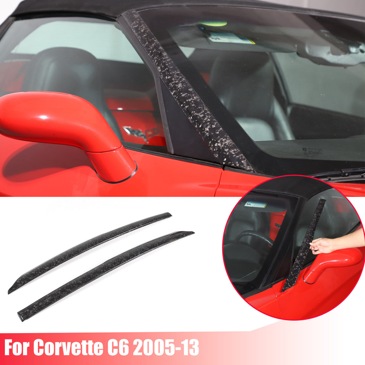 Forge Carbon Fiber Exterior Windshield A-Pillar Cover Trim For Corvette C6 05-13 1