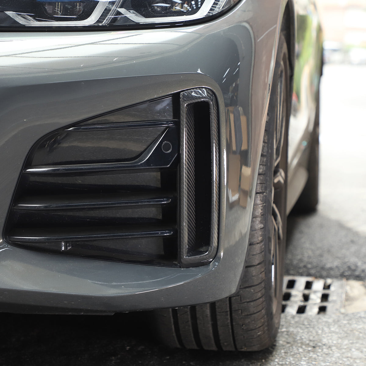 Real Carbon Fiber Front Fog Light Decor Cover Trim For BMW 4 series G26 2022-25 11